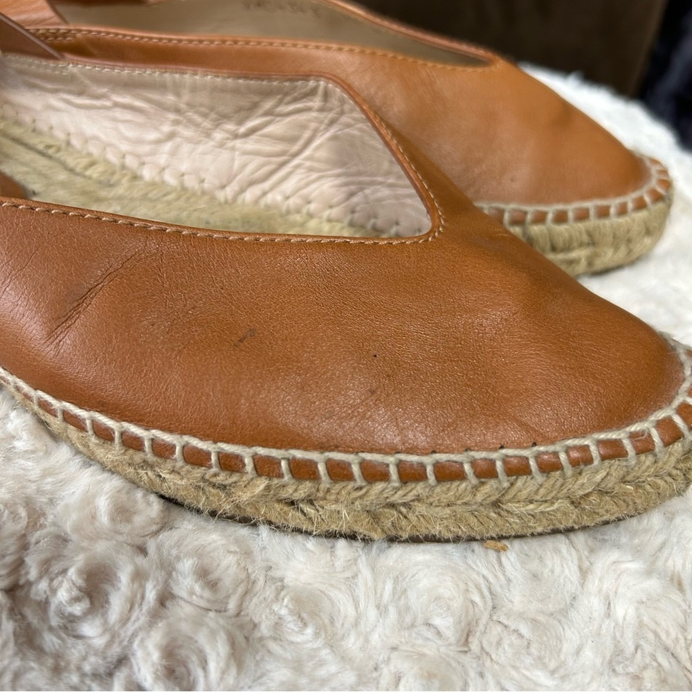 Stuart Weitzman camel round toe around the ankle espadrilles size 7.5 M - Picture 2 of 11